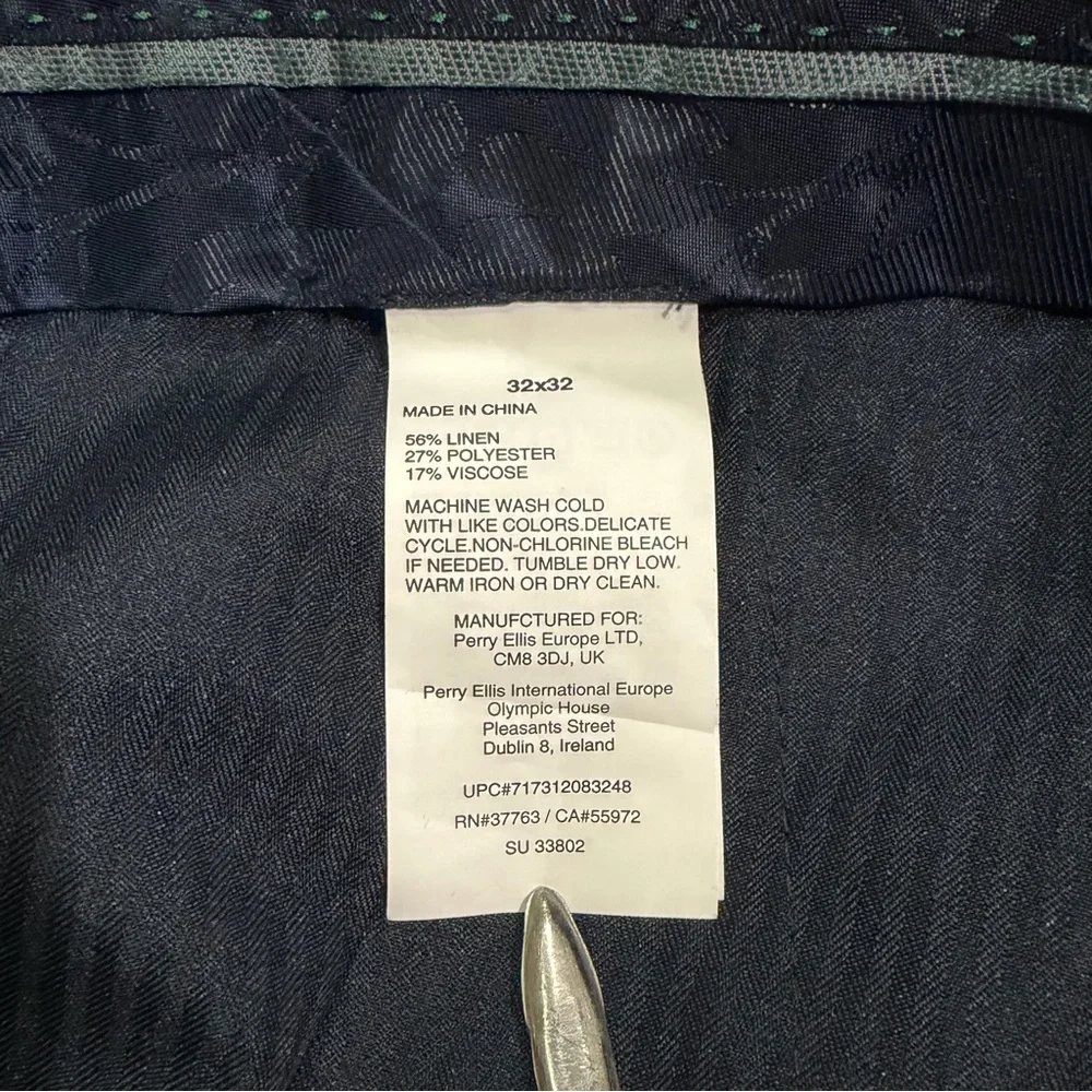 CUBAVERA Navy Blue Linen-blend Dress Pants Size 32x32 Trousers Business Office